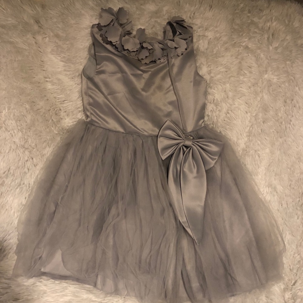 Silver tutu dress with bow